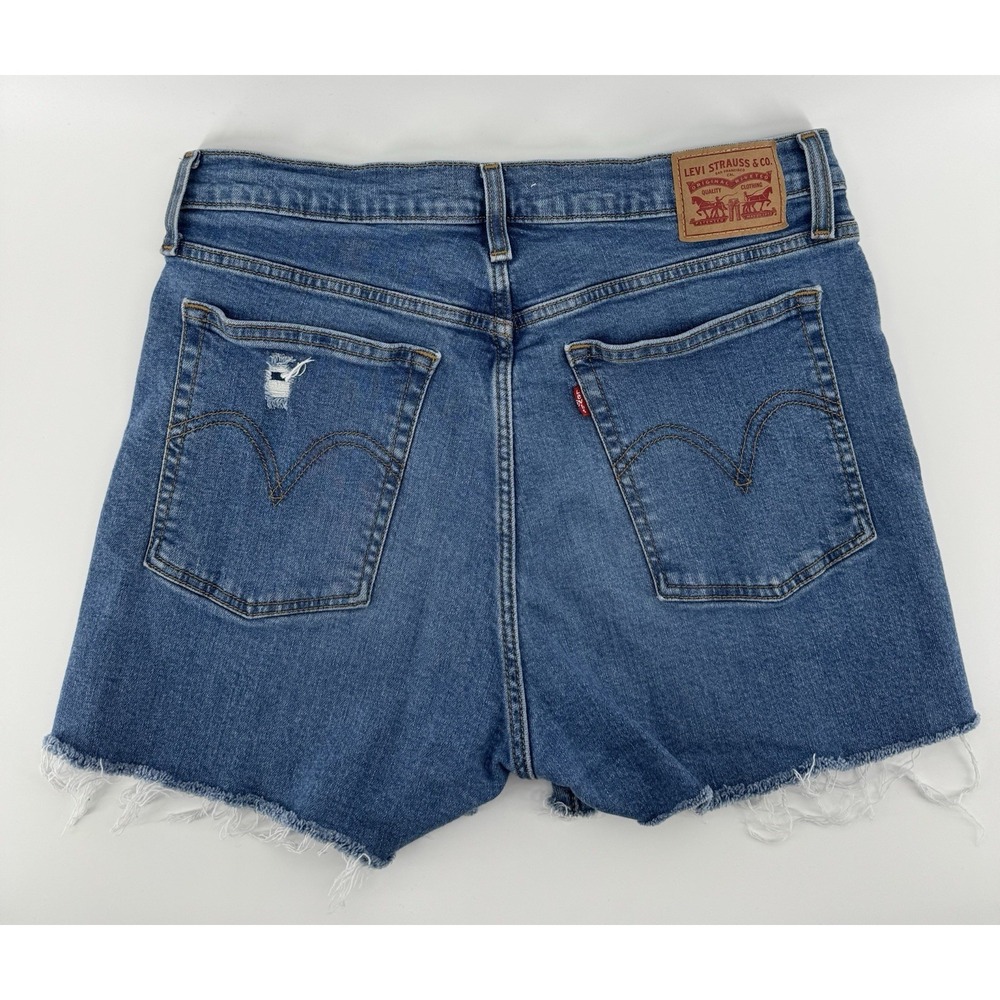 Levi's Wedgie Skinny High Rise Cut Off Denim Shorts Button Fly Size 32W